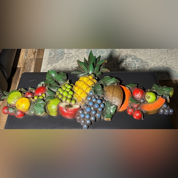 Other - Vintage 1960’s Large Colorful Decorative Tropical Fruit Rare Wall Art 36”